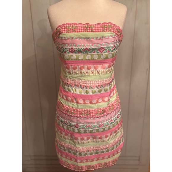 Lilly Pulitzer Patterned Strapless Dress ‎ w/ Wire Reinforced Bodice Size 4 - Picture 1 of 6